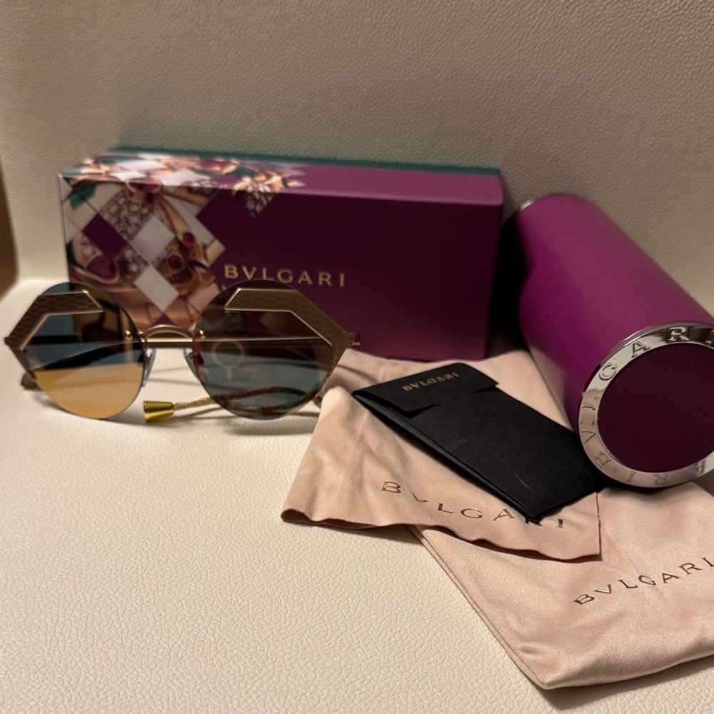 Bulgari Women's Sunglasses - Gold Frame with Brown Lenses